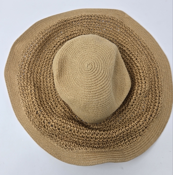J. CREW TEXTURED SUMMER STRAW HAT DUSTY DUNE SHAPED SUN HAT WOMEN OS VACATION - Picture 5 of 16